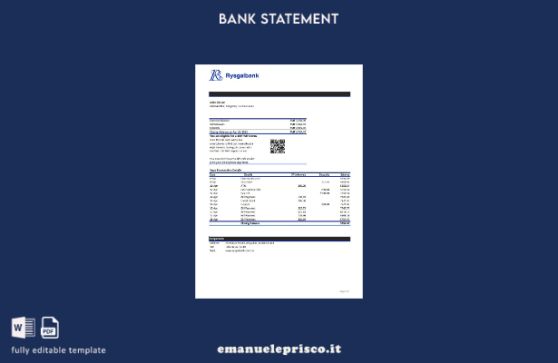modello Excel di estratto conto bancario Turkmenistan Rysgal in stile verificato
